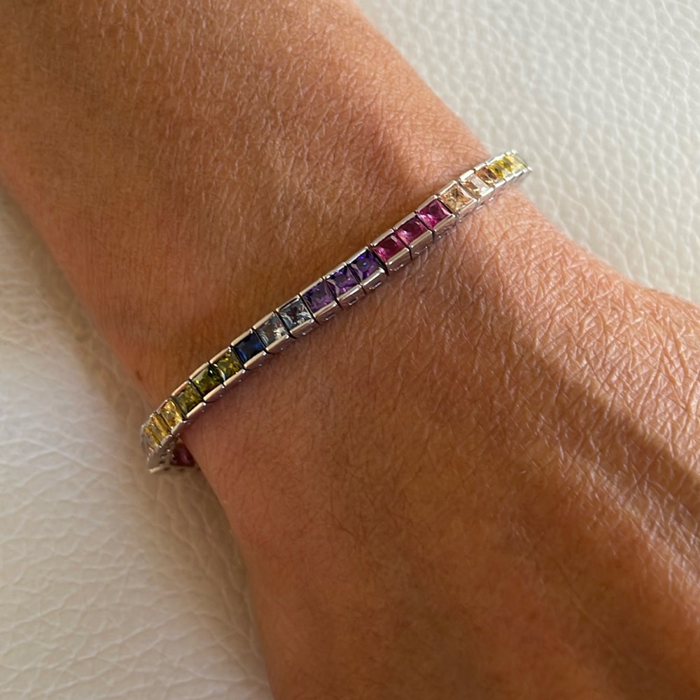 Multi color Sterling Silver Bracelet for men and women